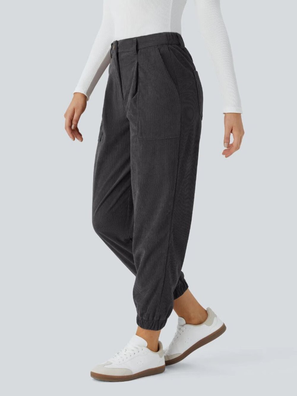 HALARA Charcoal Gray Corduroy Jogger Pants